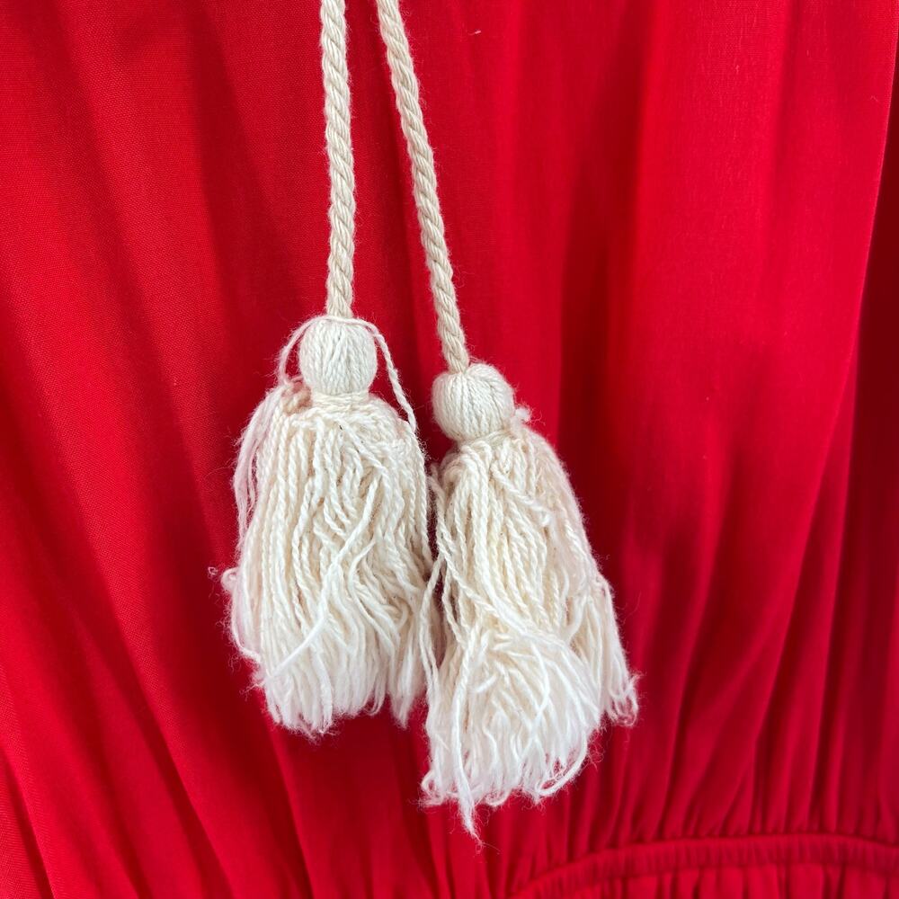 SHE + SKY Jumper Romper Size Large Red Embroidered Tassels Summer Beach Coastal - Picture 5 of 16